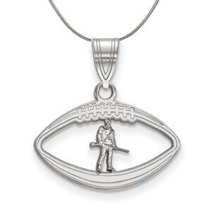 Sterling Silver West Virginia U. in Football Necklace - 24 Inch